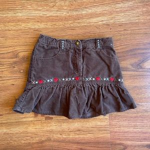 Gymboree brown heart stitch denim skort size 5